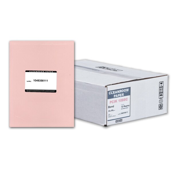 Pure Image Poly Cleanroom Paper, 8.5x11, Pink 22lb, 250 sheets /ream, 10 reams p/PK